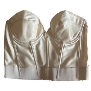 Carnival 38B‎ Beige Strapless Longline Bra Bustier Lace Trim Vintage Corset